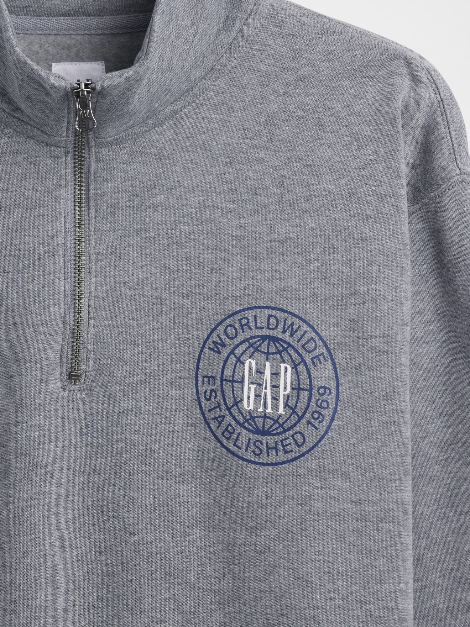 リラックスフィット GAPロゴ グラフィック 1/4 ジップアップ スウェットシャツ-3