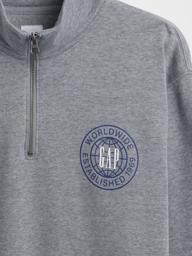 リラックスフィット GAPロゴ グラフィック 1/4 ジップアップ スウェットシャツ-3