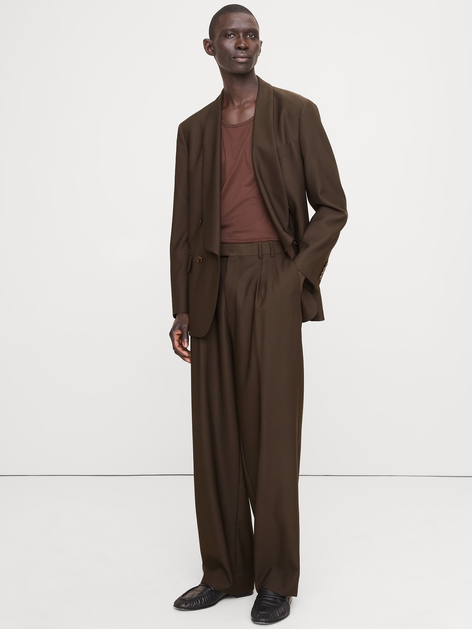 Relaxed Italian Barathea Pleated Tuxedo Pant