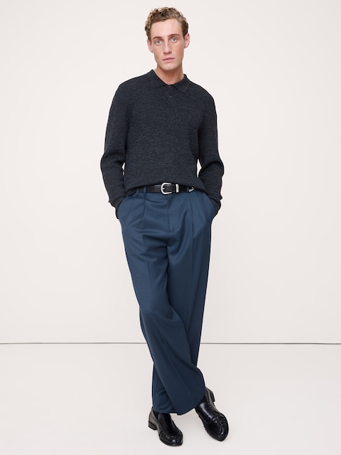 PANTALON HABILLÉ DROIT EN SERGÉ PLISSÉ