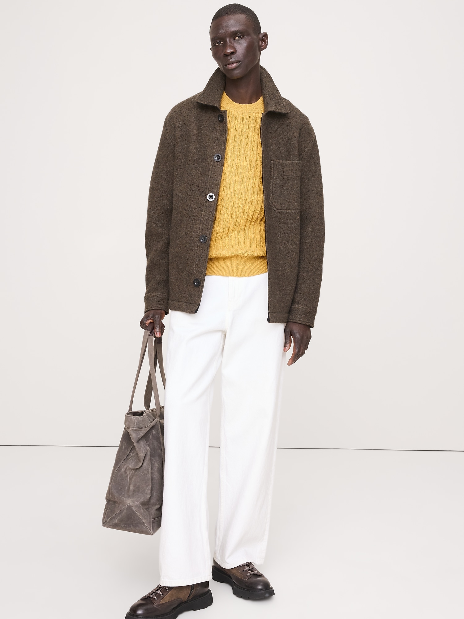 コットン リネンブ レンド クルーネックセーター-2