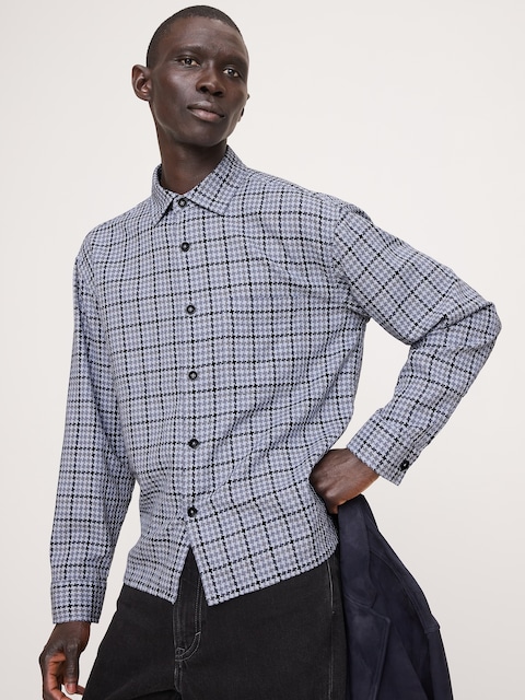 CHEMISE PIED-DE-POULE COUPE DÉCONTRACTÉE