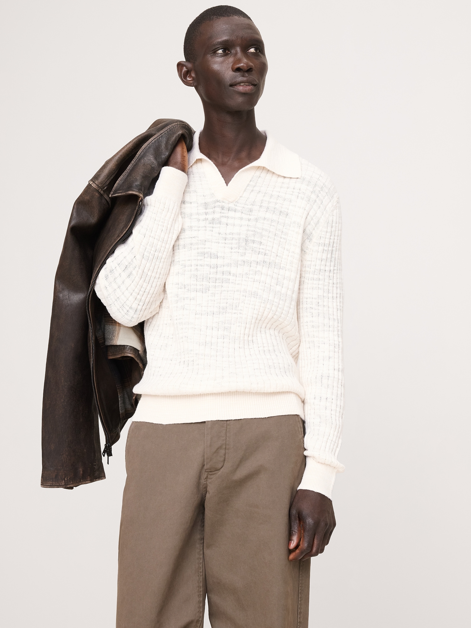 CHANDAIL POLO EN LIN ET COTON FLAMMÉ