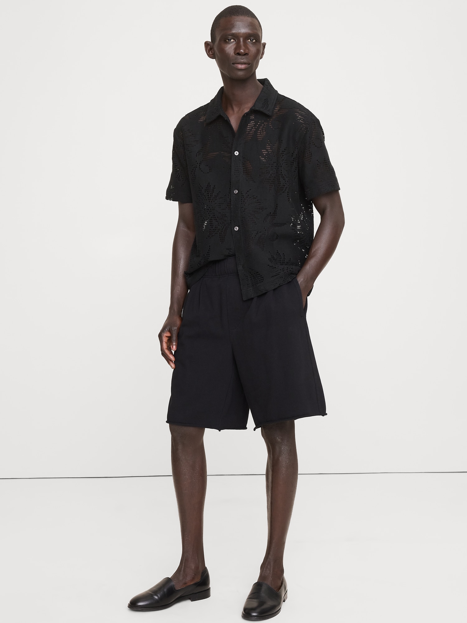 SHORT DÉCONTRACTÉ PLISSÉ À TAILLE EXTENSIBLE EN MOLLETON DE COTON