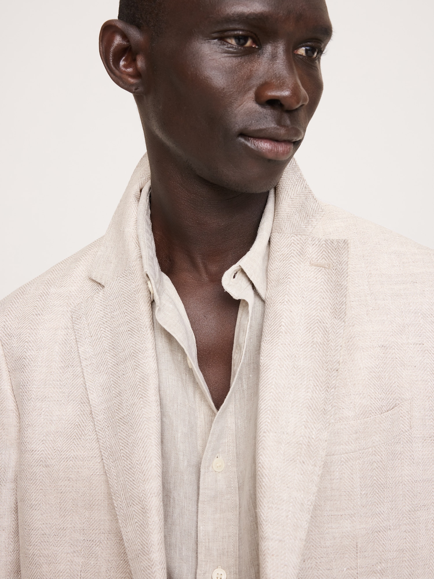 ヘリンボーン リネン スーツジャケット-5