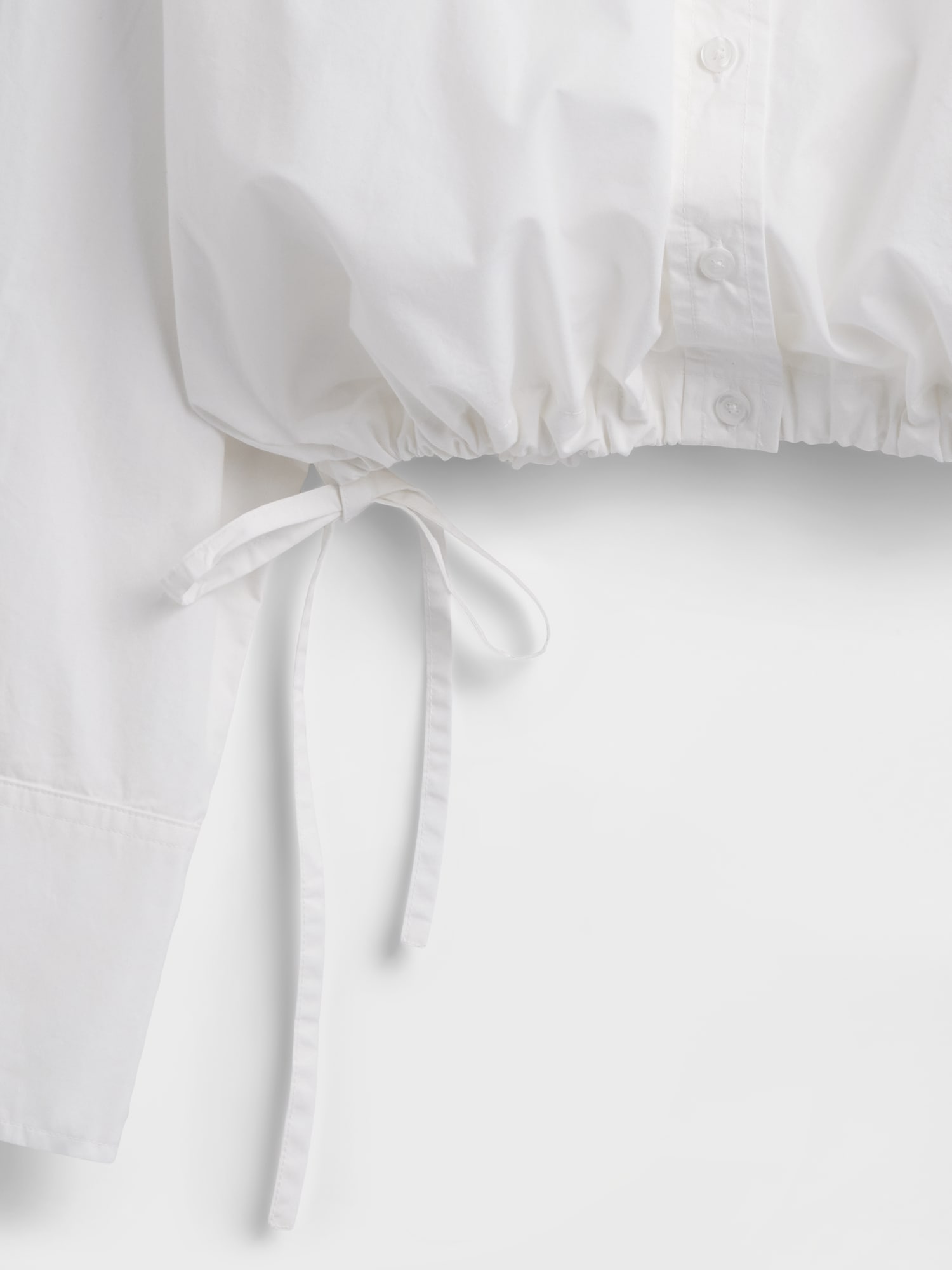 ポプリン オーバーサイズ 裾リボン クロップドシャツ-4