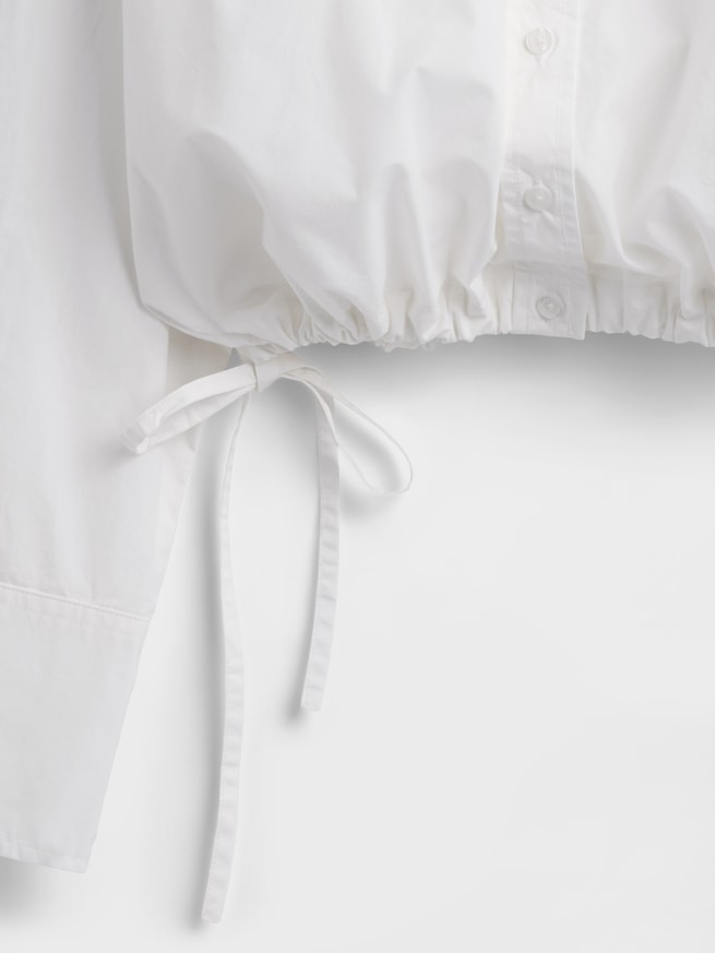 ポプリン オーバーサイズ 裾リボン クロップドシャツ-4