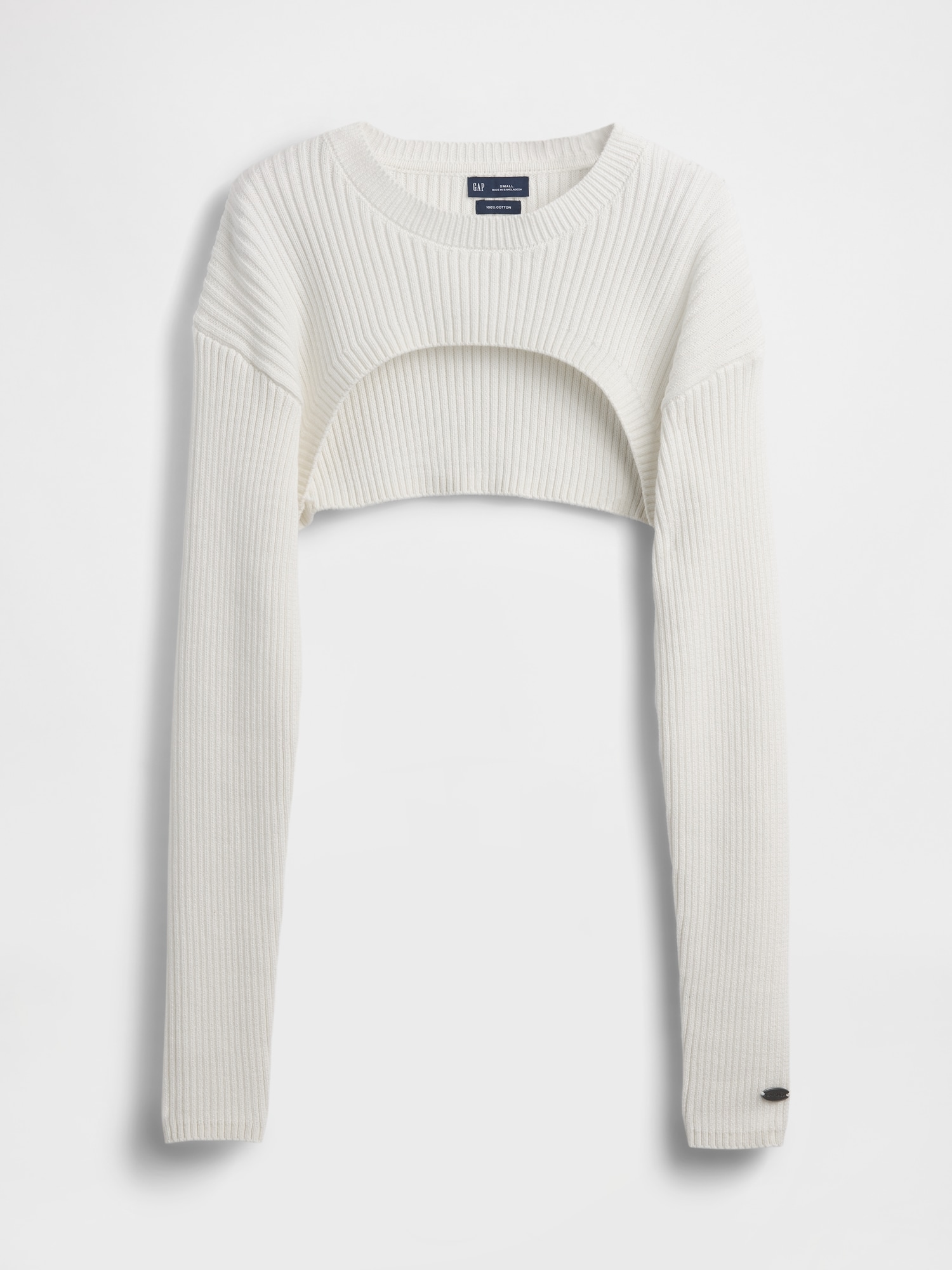 コットン100% リラックスフィット リブ ボレロセーター-5