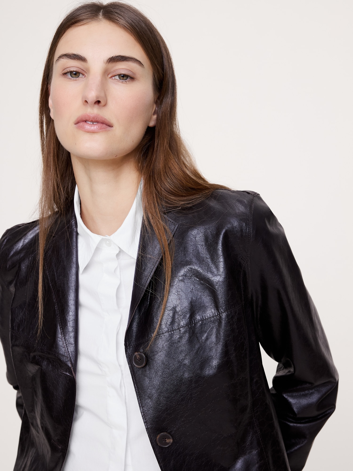 クロップド コットンポプリンシャツ（エルボーパッチ付き）-2