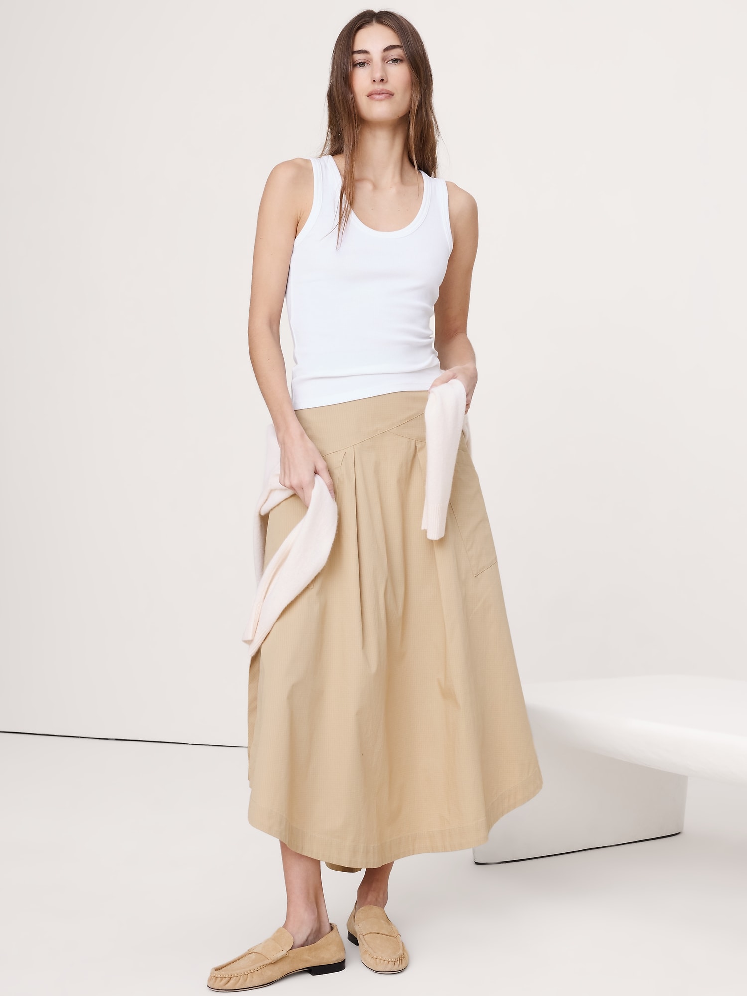 リブ スクープネック タンクトップ-0