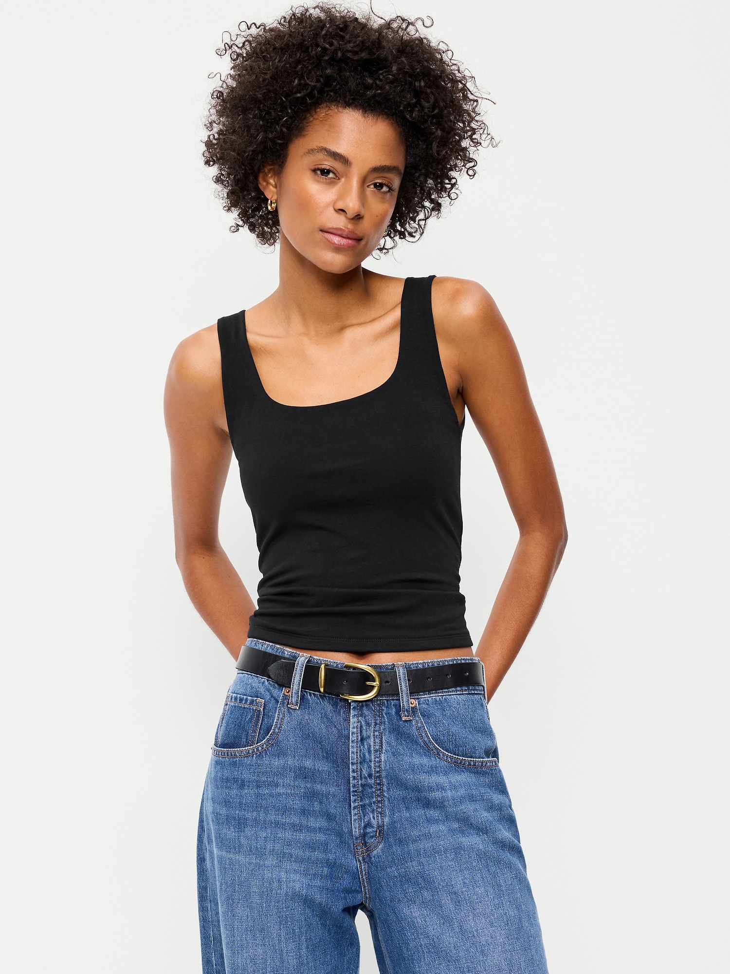 CAMISOLE À ENCOLURE DÉGAGÉE EN TISSU SCULPTANT DOUBLE ÉPAISSEUR