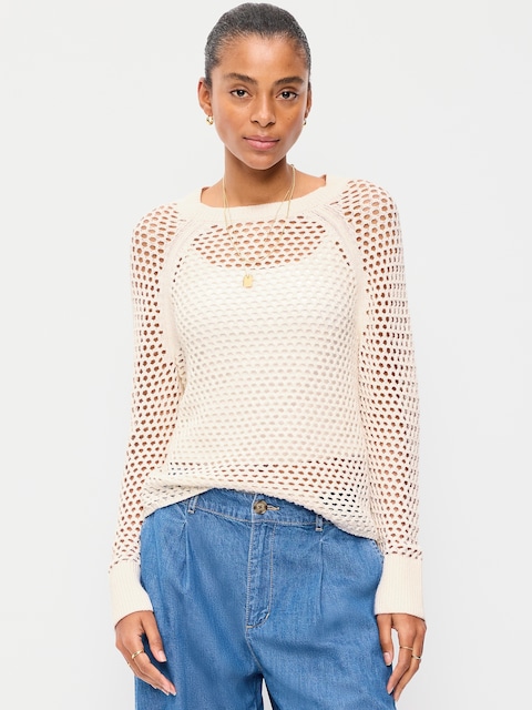 CHANDAIL RAGLAN EN TRICOT DE COTON LITTORAL AJOURÉ