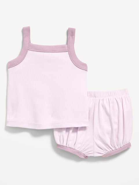 ENSEMBLE DE CAMISOLE ET SHORT CÔTELÉS POUR BÉBÉ