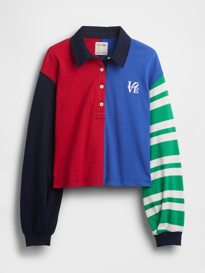 ロバート・インディアナ LOVE クロップド ラグビーシャツ-4