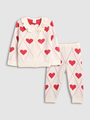 ラッフルフリル襟 ニットカーディガン コーデセット (ベビー)