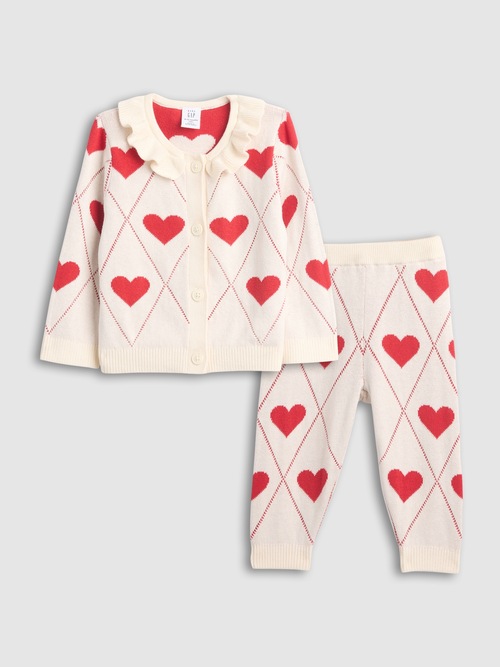 ラッフルフリル襟 ニットカーディガン コーデセット (ベビー)