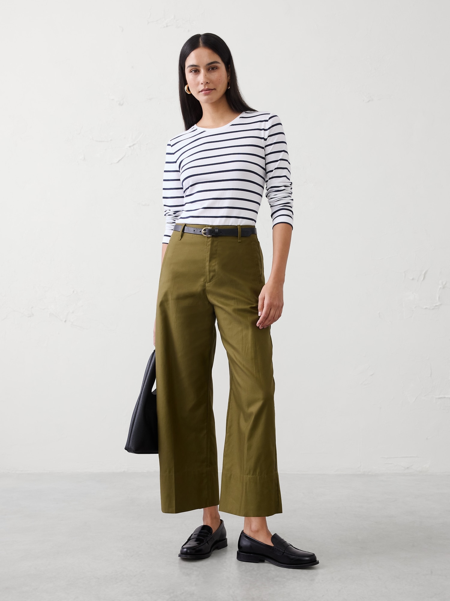 Wide-Leg High-Rise Twill Crop Pant