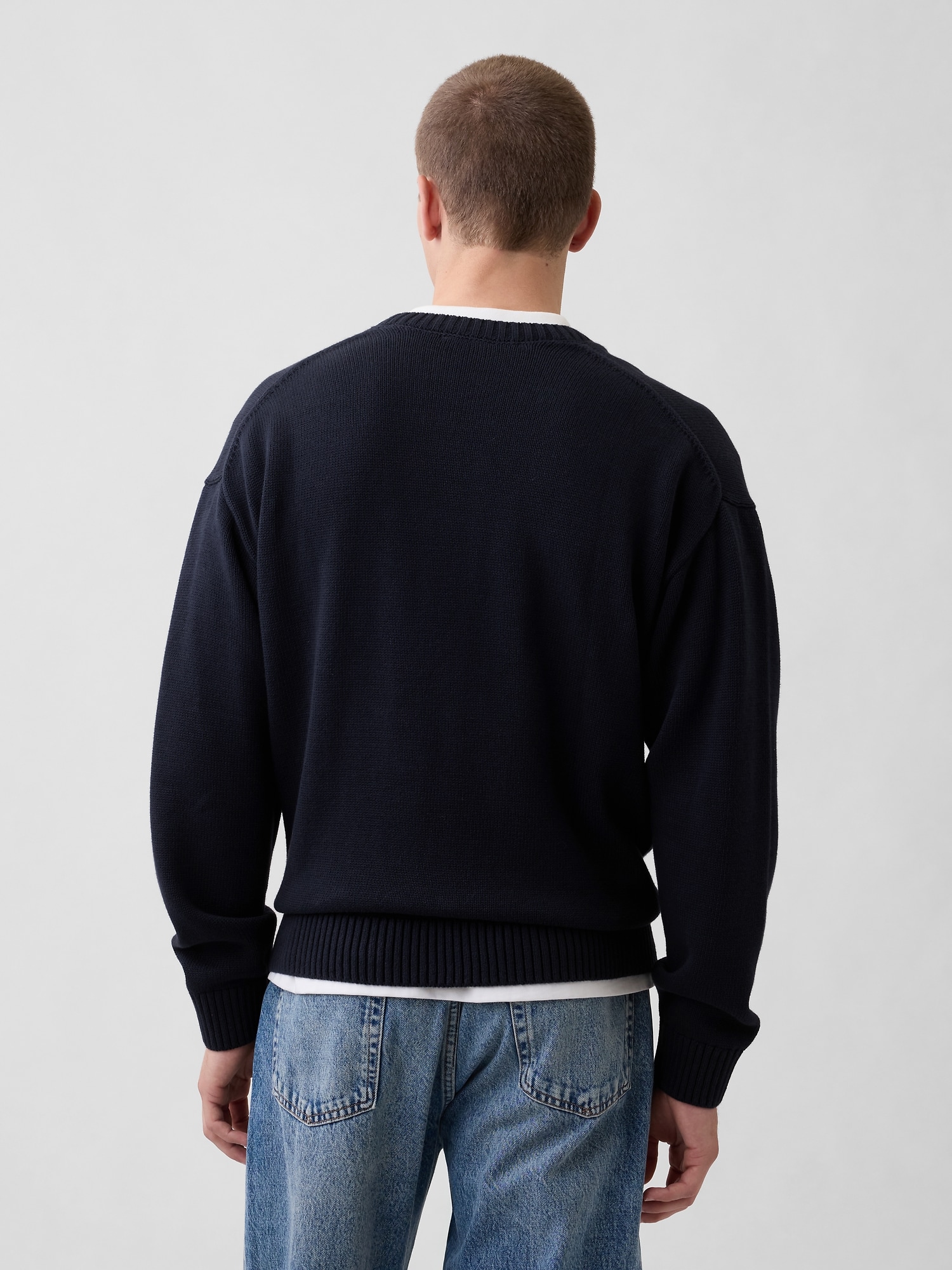 Relaxed Crewneck Crop Sweater