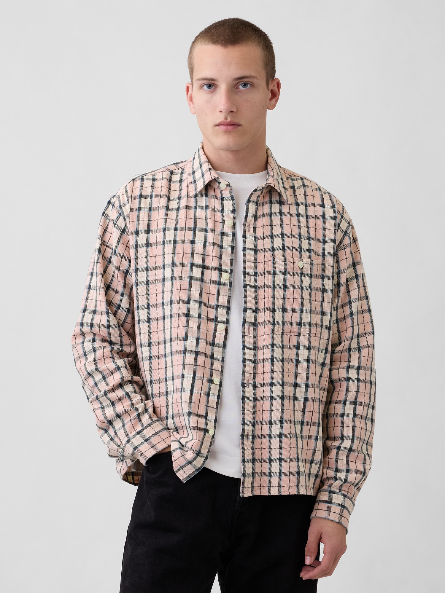Twill Straight-Hem Shirt
