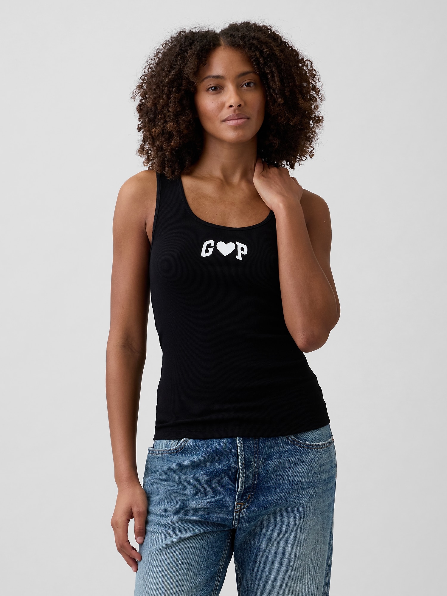 Ribbed Gap Logo Scoopneck Tank Top