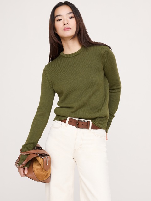 Larkspur Cotton-Silk Crew-Neck Sweater