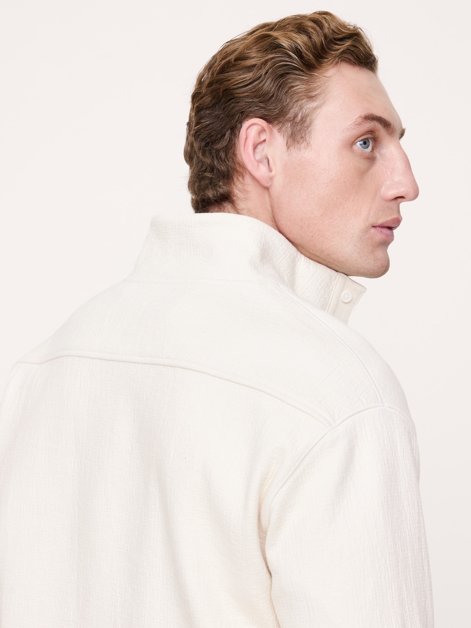 Crinkle Cotton-Wool Mock-Neck Sweatshirt