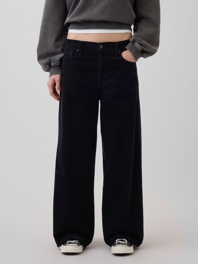 ミッドライズ コーデュロイ バギー ワイドパンツ-1