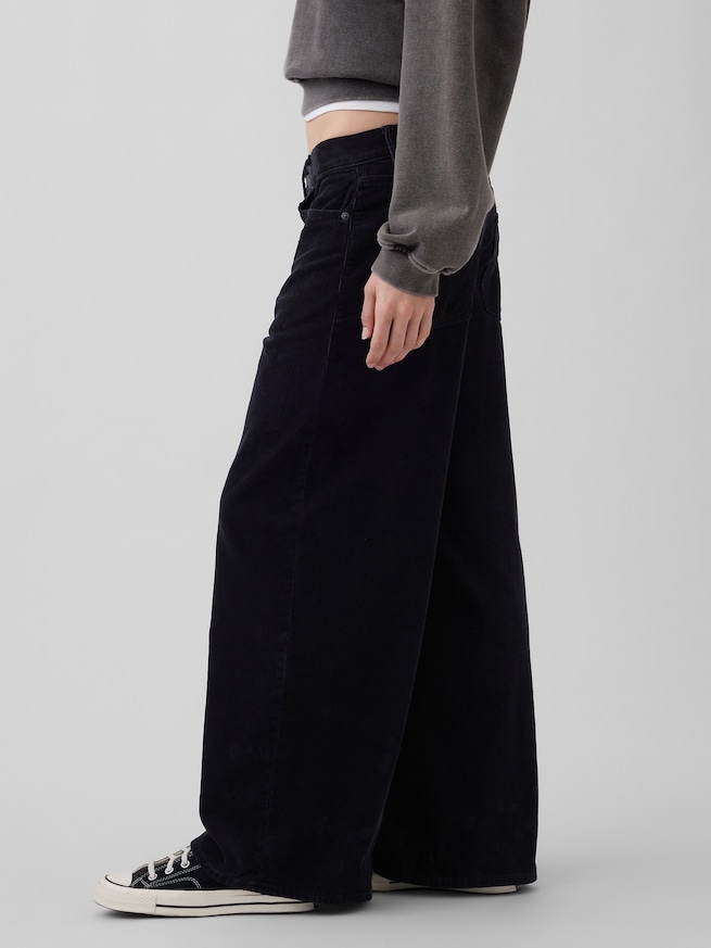 ミッドライズ コーデュロイ バギー ワイドパンツ-2