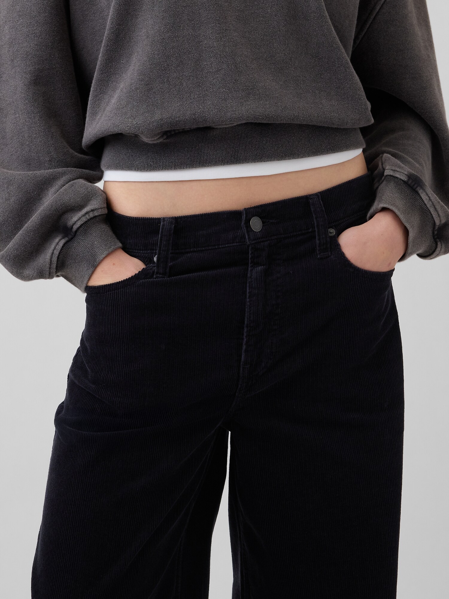 ミッドライズ コーデュロイ バギー ワイドパンツ-4