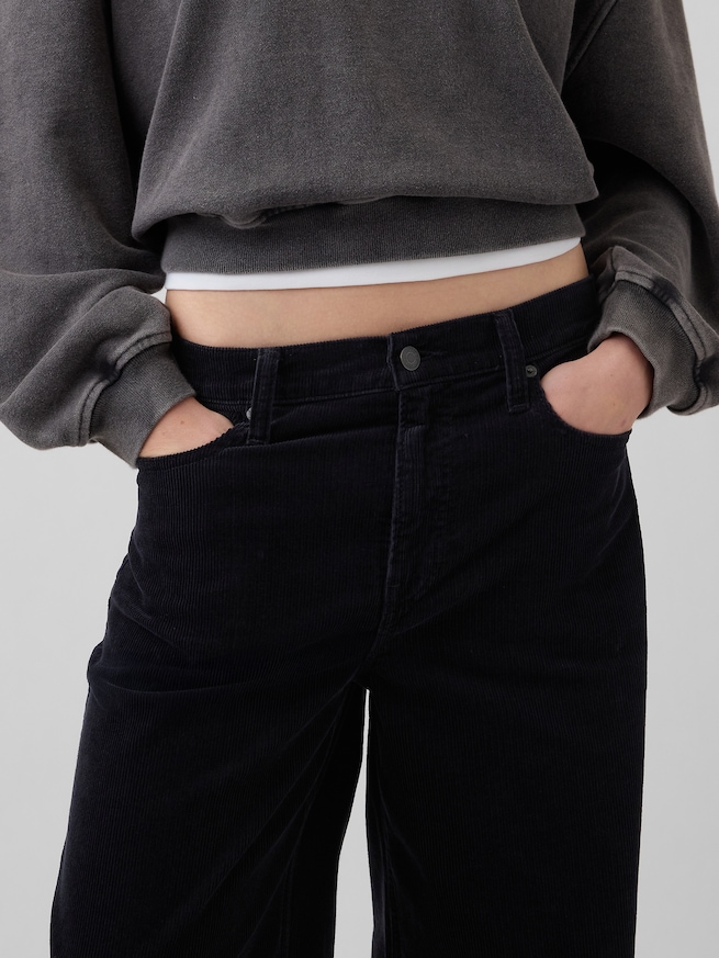 ミッドライズ コーデュロイ バギー ワイドパンツ-4