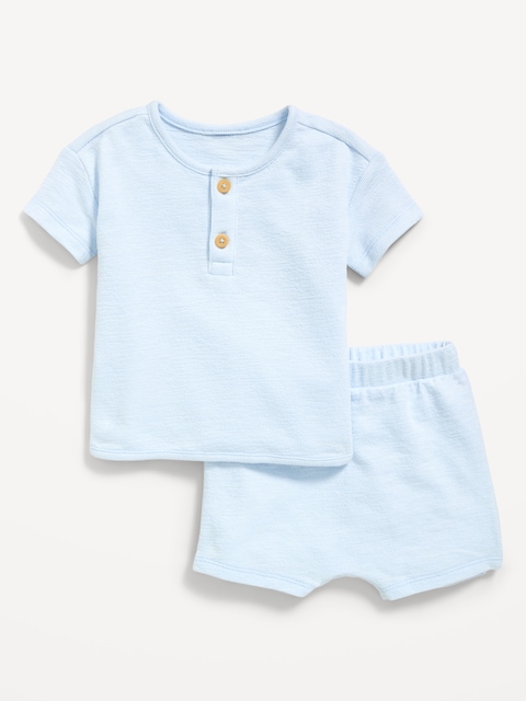 ENSEMBLE HAUT HENLEY ET SHORT EN TRICOT JACQUARD POUR BÉBÉ