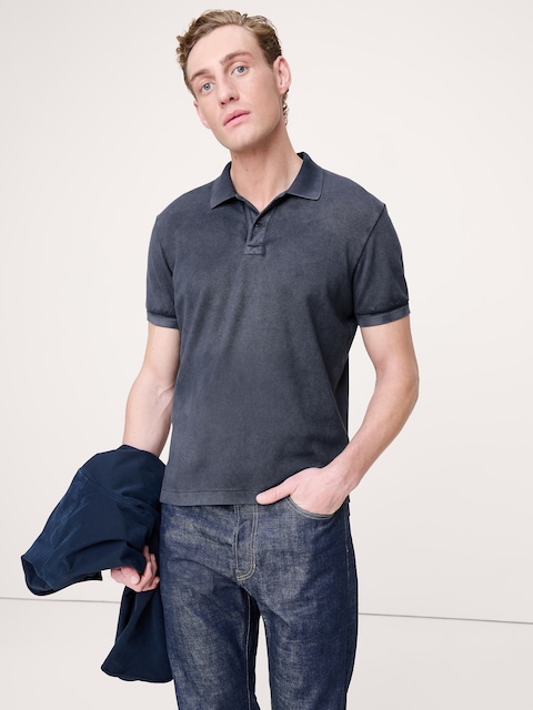 POLO EN PIQUÉ DÉLAVÉ AU SOLEIL