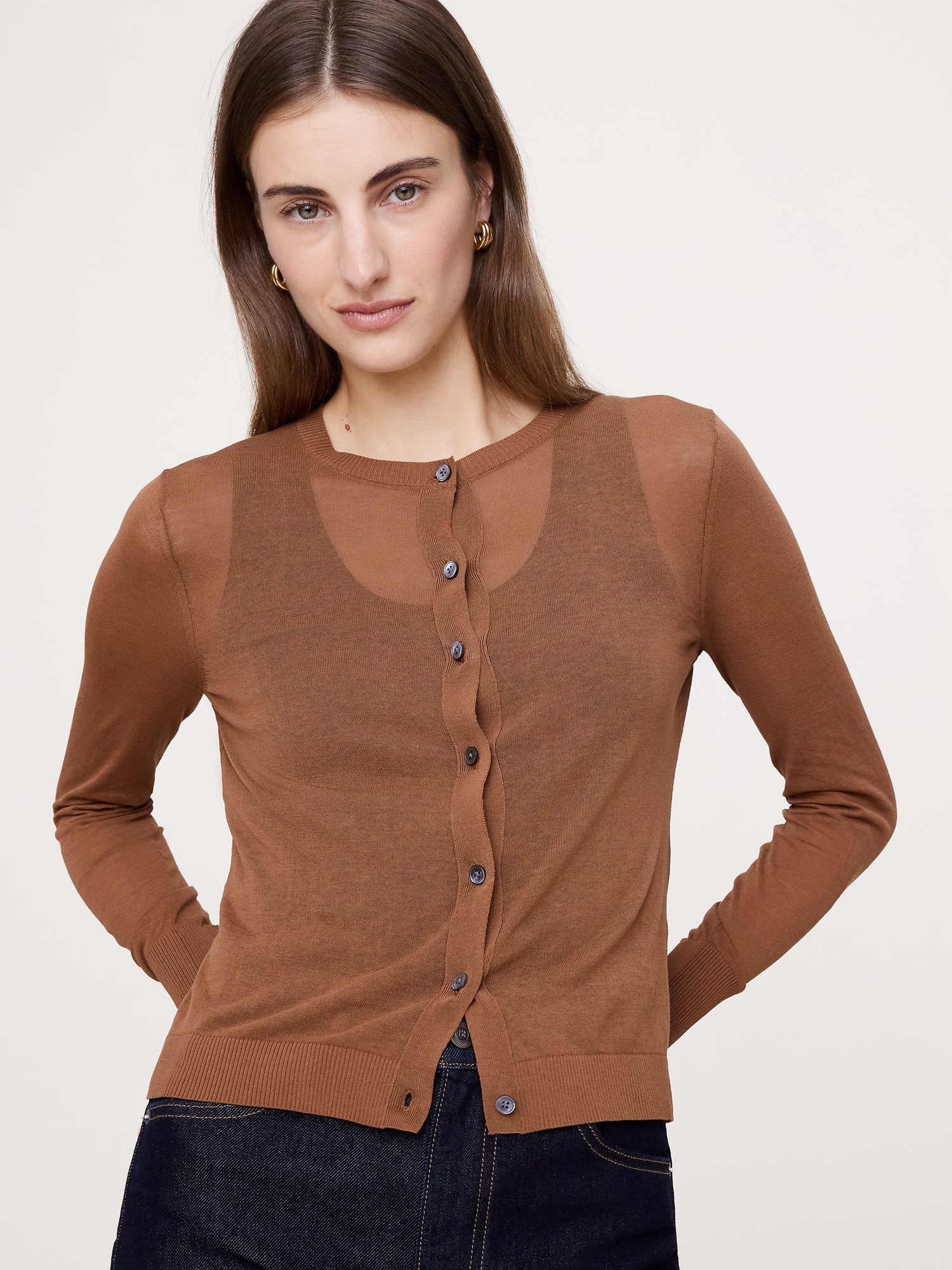 シアー ウルトラファイン コットン カーディガン-0