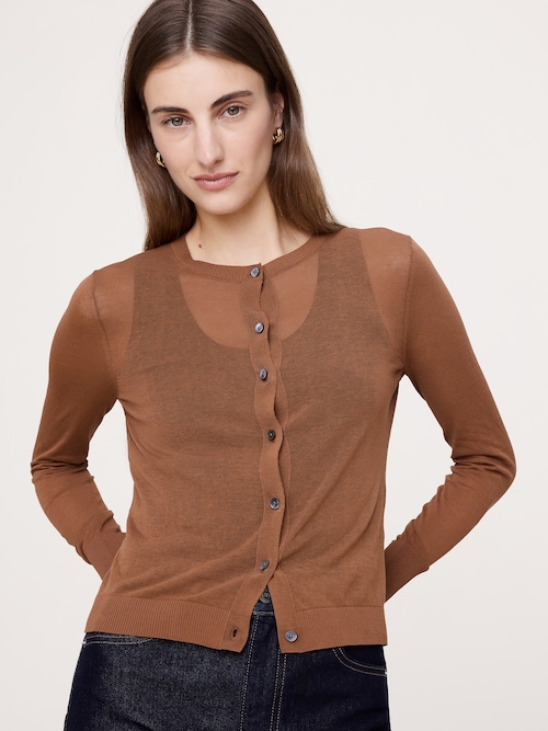 シアー ウルトラファイン コットン カーディガン