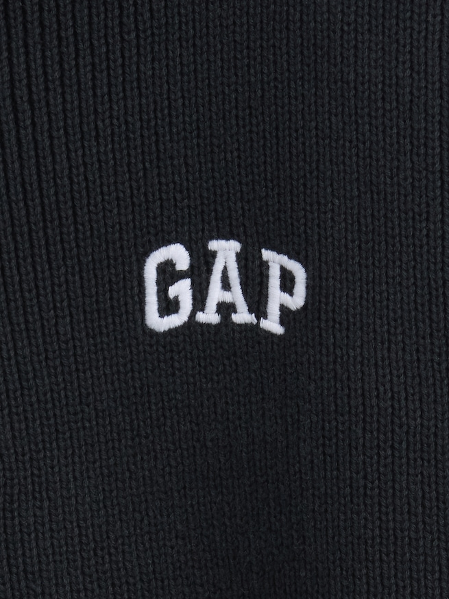 リラックスフィット GAPロゴ ハーフジップ プルオーバー クロップドセーター-4