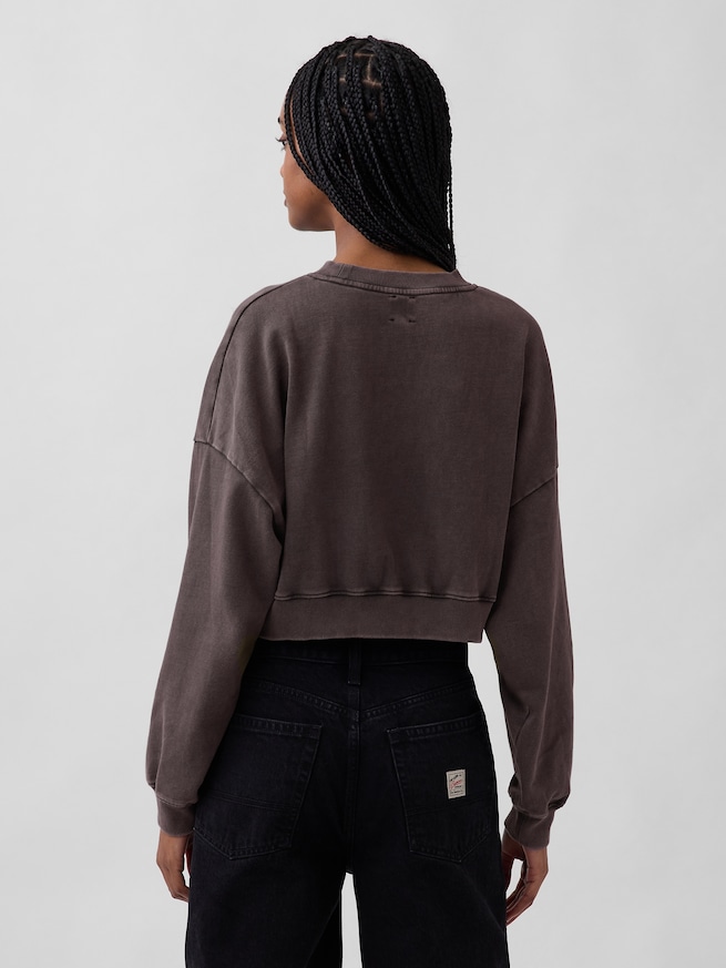 フレンチテリー オーバーサイズ GAPロゴ クロップドスウェットシャツ-2