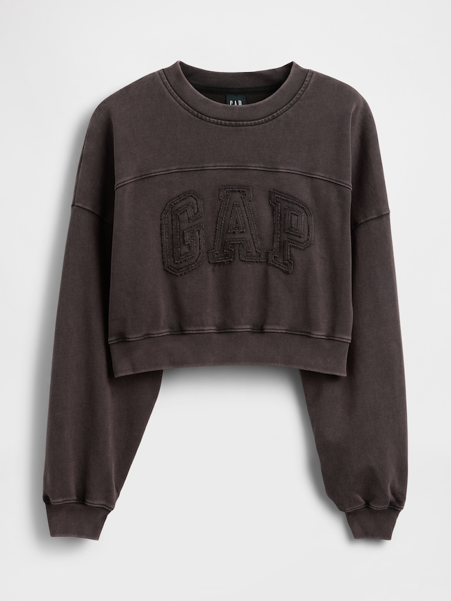 フレンチテリー オーバーサイズ GAPロゴ クロップドスウェットシャツ-4