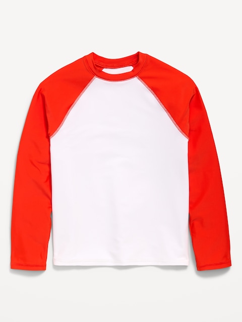Raglan-Sleeve Rashguard Swim Top for Boys