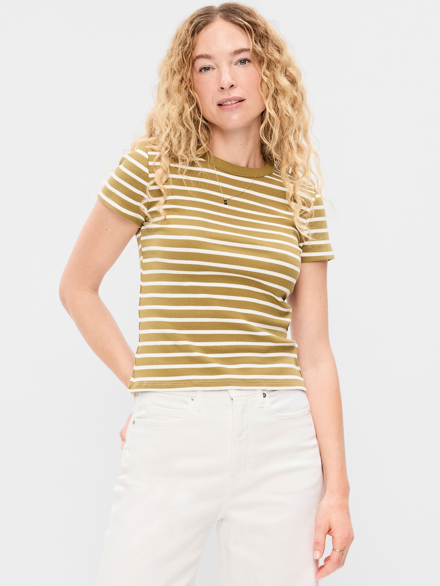 Snug Crew-Neck Ribbed T-Shirt