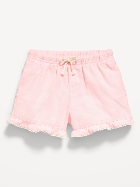 Linen-Blend Ruffled Shorts for Toddler Girls