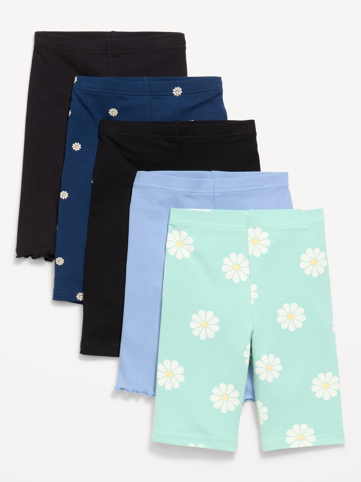 Long Biker Shorts Variety 5-Pack for Girls