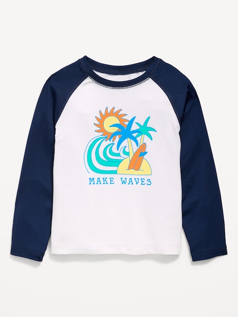 Long-Sleeve Graphic Rashguard Swim Top for Toddler Boys