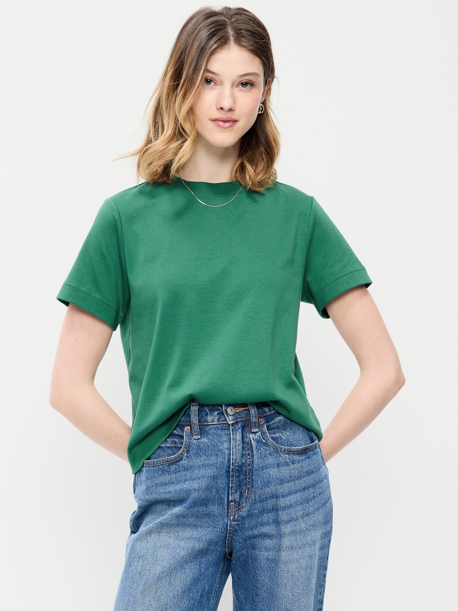 T-SHIRT RAS DU COU DÉCONTRACTÉ EN TISSU ÉPAIS