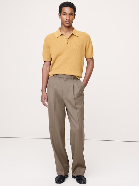 PANTALON HABILLÉ DROIT EN SERGÉ PLISSÉ