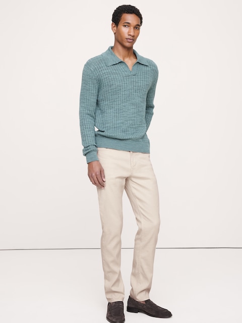 PANTALON VOYAGEUR ÉTROIT EN LIN ET COTON