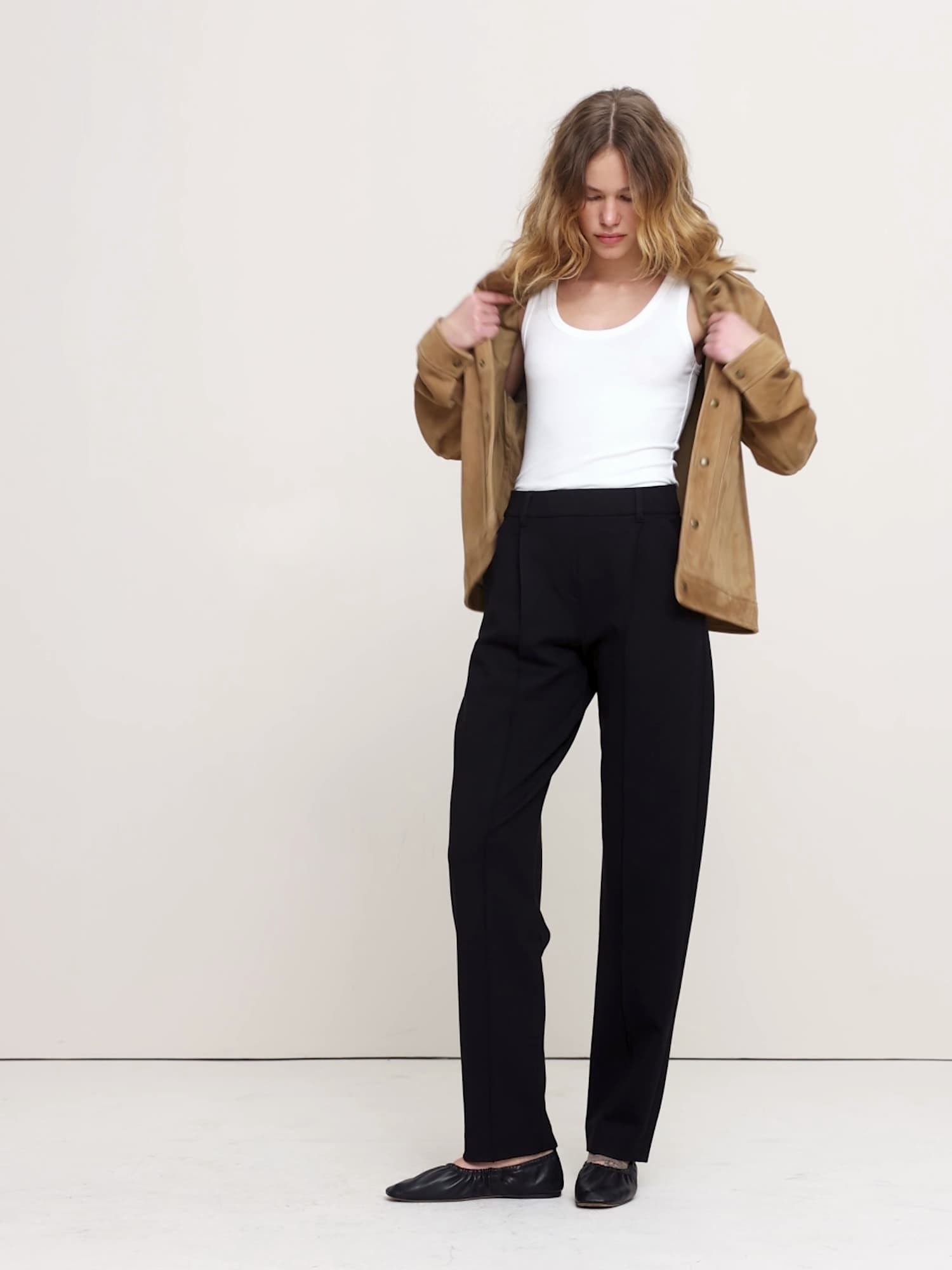 ハイライズ テーパード ドレーピー ポンチ プルオン パンツ-8