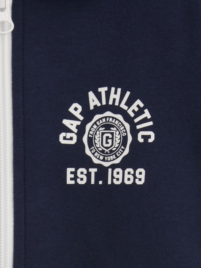 GapFit テック リラックスフィット GAPアスレチックロゴ ジップアップジャケット (キッズ)-3