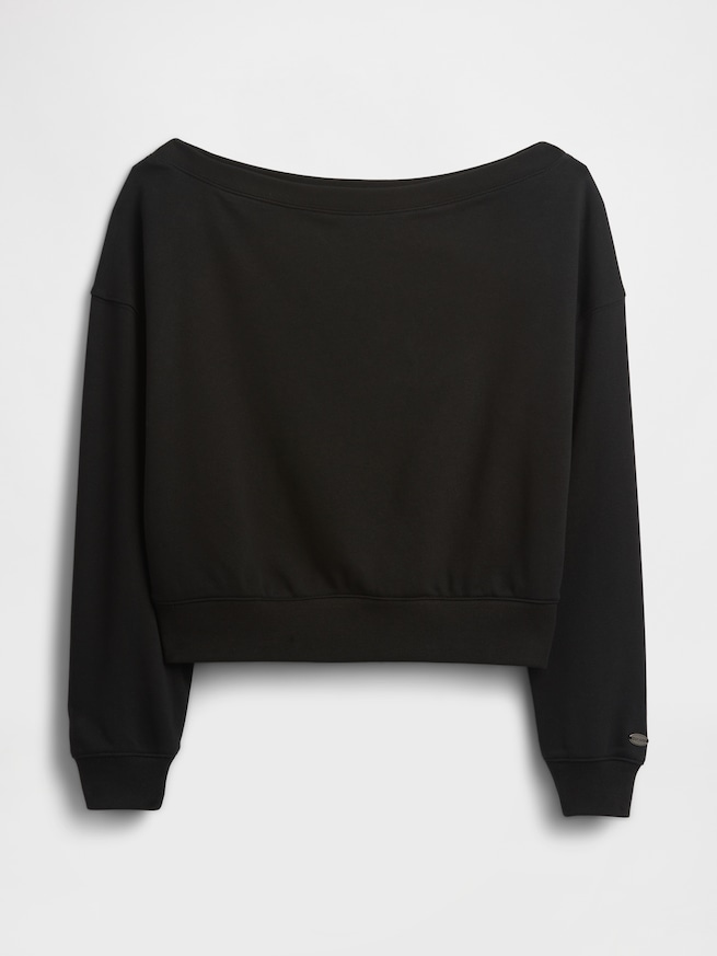 ヴィンテージソフト フレンチテリー オーバーサイズ オープンネックライン クロップド スウェットシャツ-4