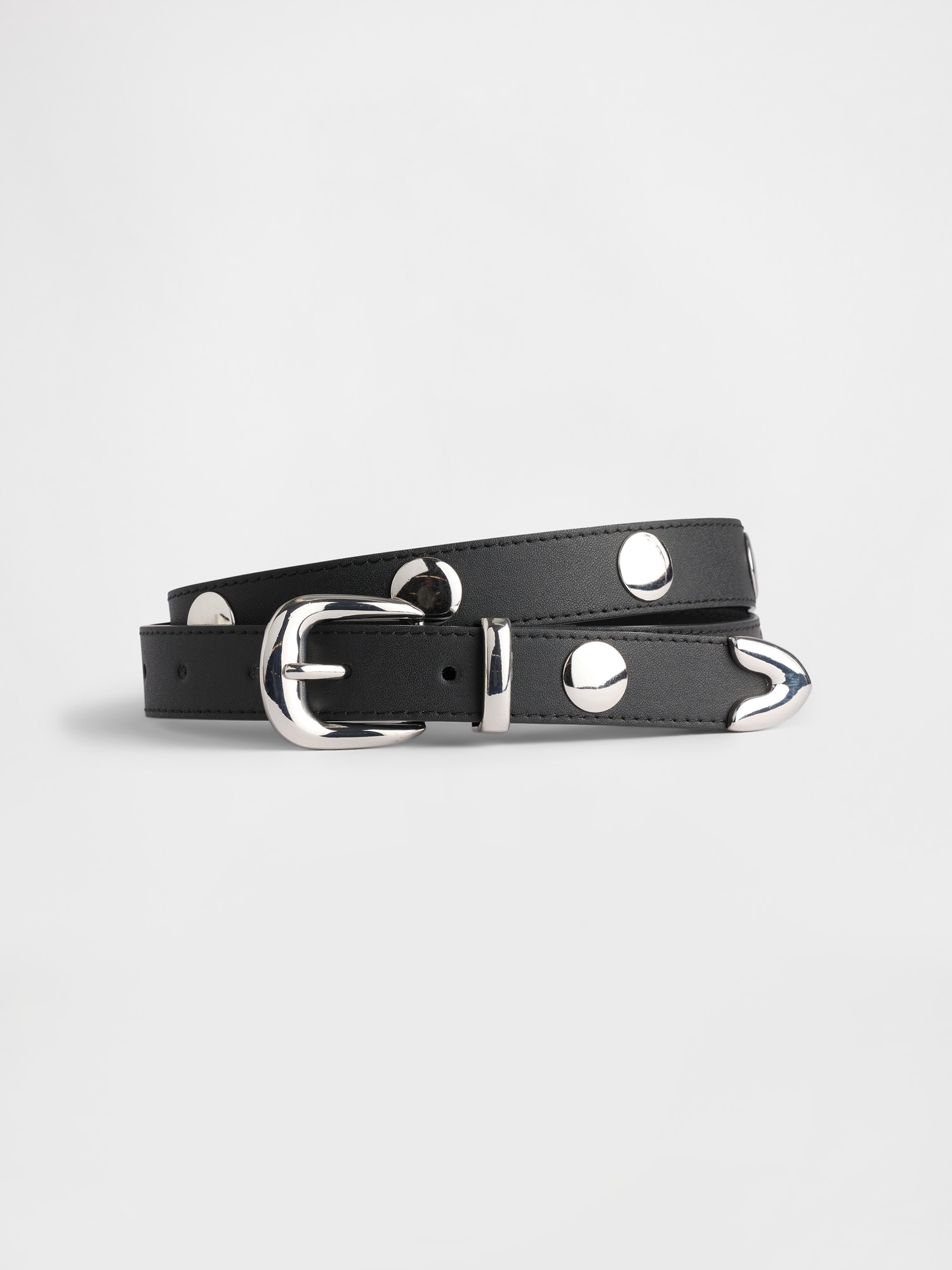 Vegan-Leather Studded Western Belt