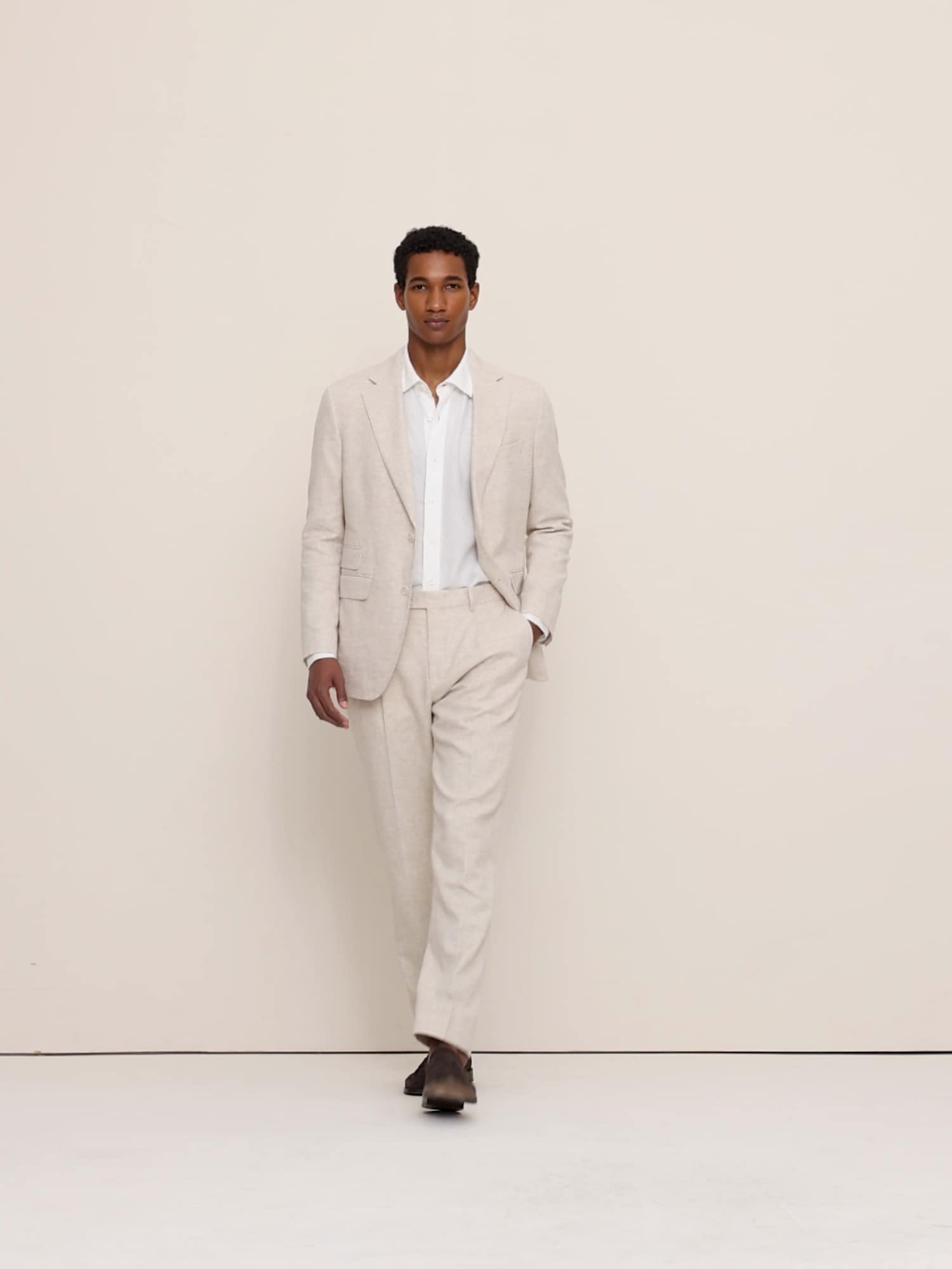 ヘリンボーン コットンリネン スーツジャケット-8